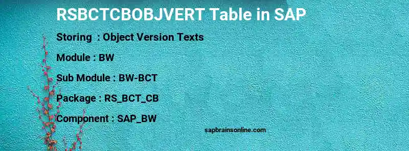 SAP RSBCTCBOBJVERT table