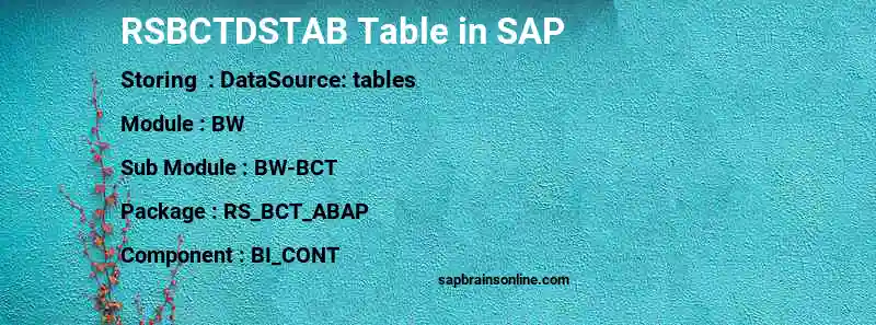 SAP RSBCTDSTAB table