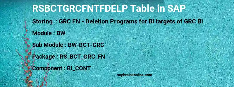 SAP RSBCTGRCFNTFDELP table