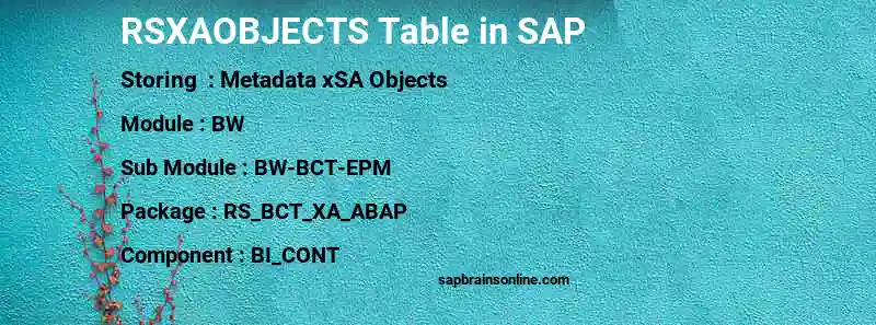 SAP RSXAOBJECTS table