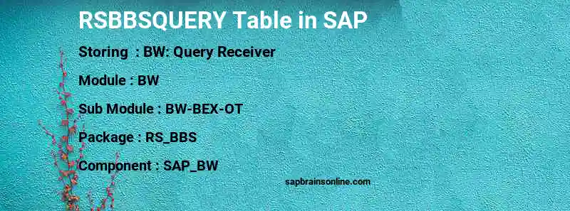 SAP RSBBSQUERY table