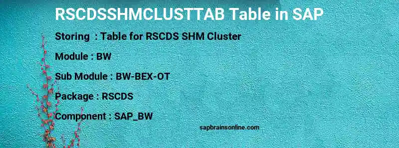 SAP RSCDSSHMCLUSTTAB table