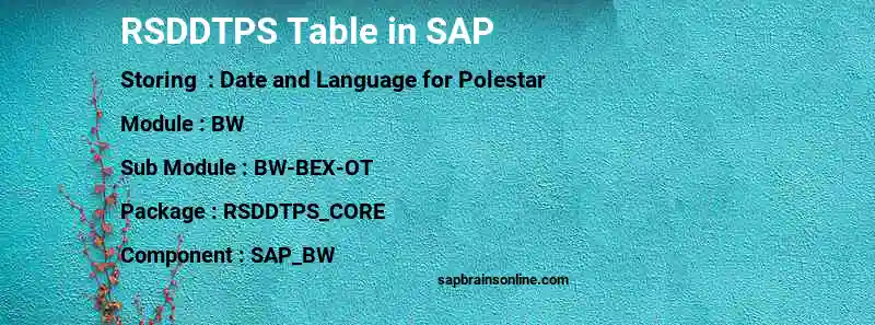 SAP RSDDTPS table