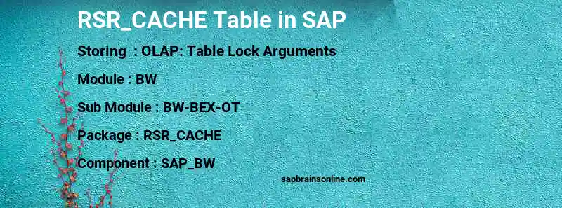 SAP RSR_CACHE table
