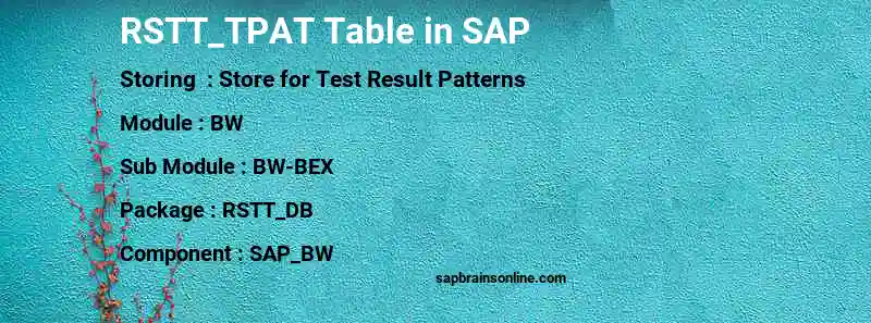 SAP RSTT_TPAT table