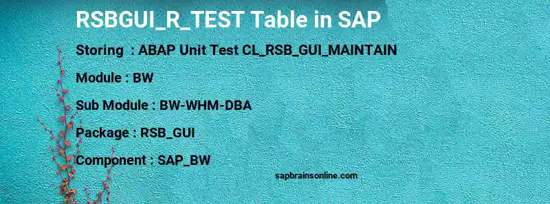 SAP RSBGUI_R_TEST table