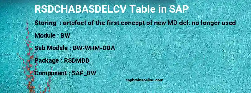 SAP RSDCHABASDELCV table