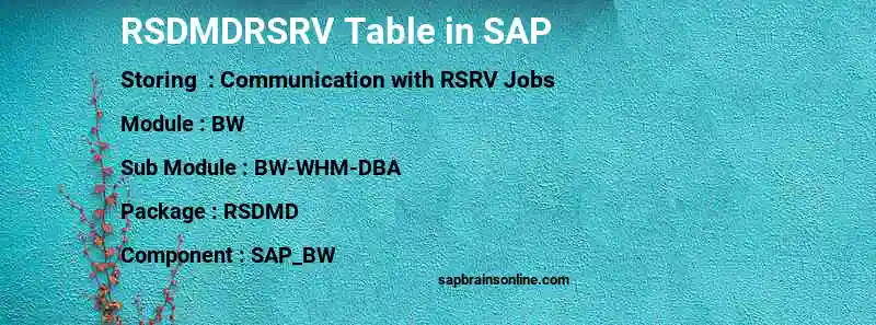 SAP RSDMDRSRV table