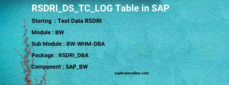SAP RSDRI_DS_TC_LOG table