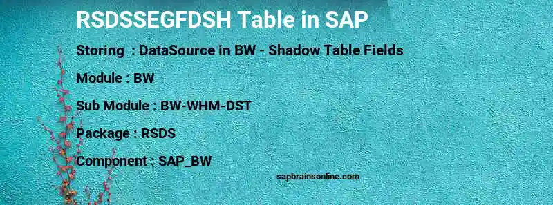 SAP RSDSSEGFDSH table