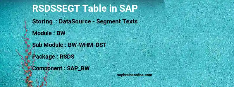 SAP RSDSSEGT table