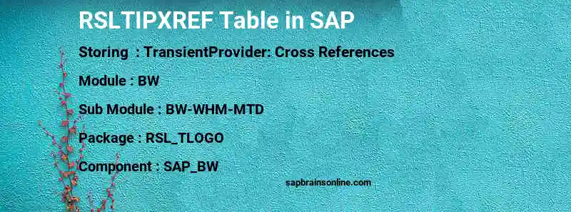 SAP RSLTIPXREF table