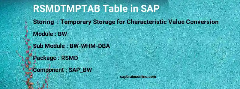 SAP RSMDTMPTAB table