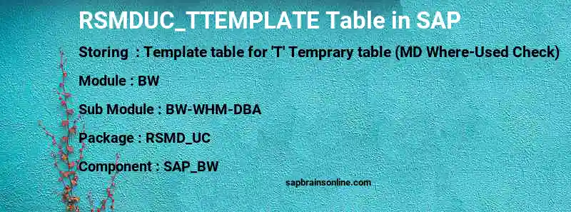 SAP RSMDUC_TTEMPLATE table