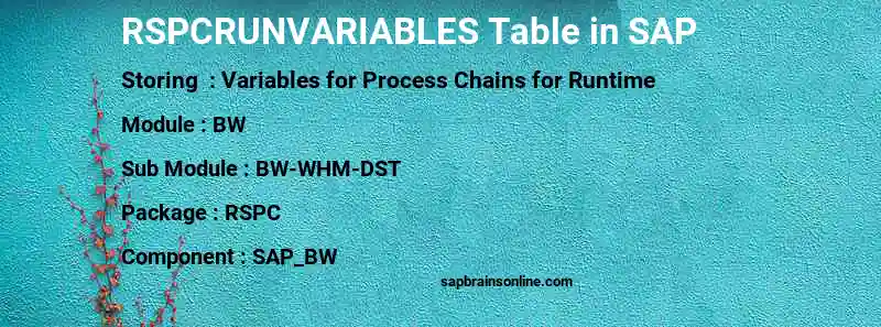 SAP RSPCRUNVARIABLES table