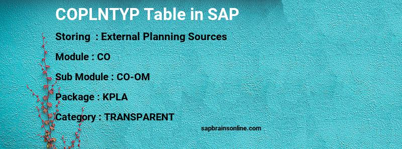 SAP COPLNTYP table