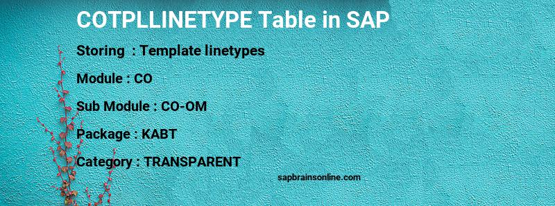 SAP COTPLLINETYPE table
