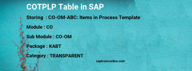 SAP COTPLP table
