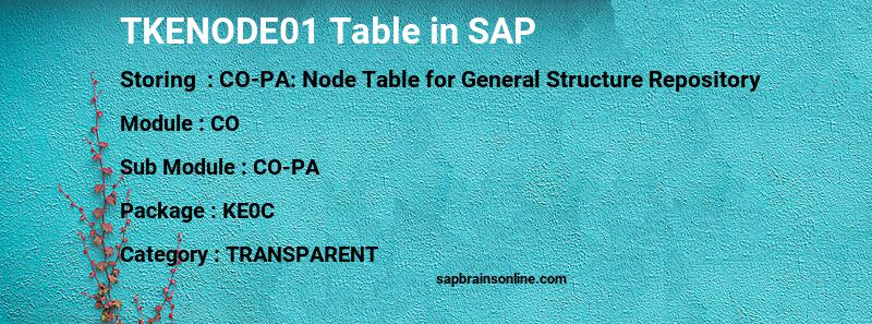 SAP TKENODE01 table