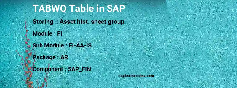 SAP TABWQ table