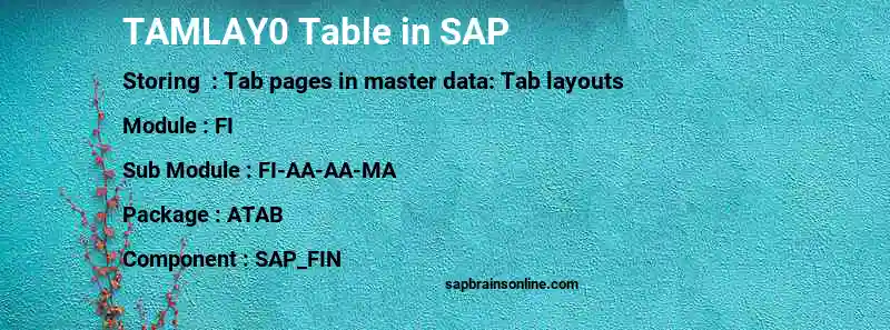 SAP TAMLAY0 table