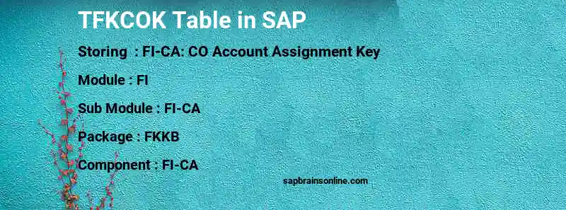 SAP TFKCOK table