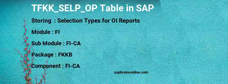 SAP TFKK_SELP_OP table
