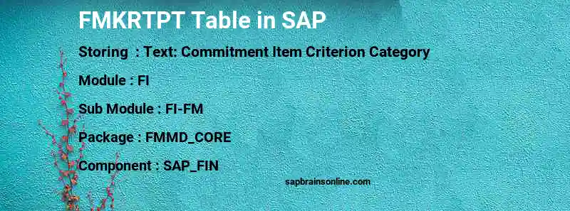 SAP FMKRTPT table