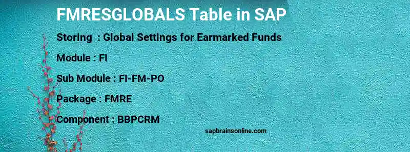 SAP FMRESGLOBALS table