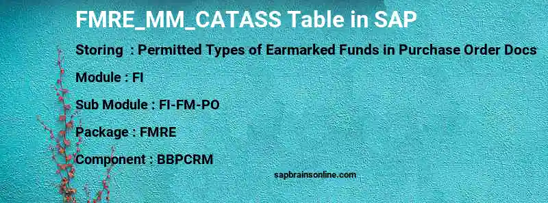 SAP FMRE_MM_CATASS table