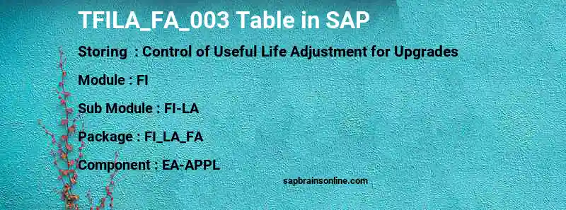SAP TFILA_FA_003 table