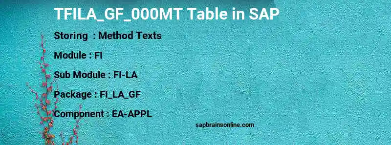 SAP TFILA_GF_000MT table