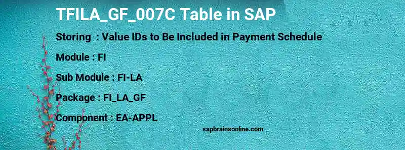 SAP TFILA_GF_007C table