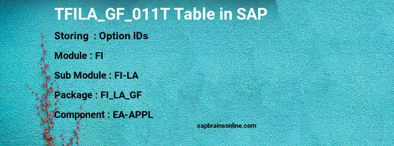 SAP TFILA_GF_011T table