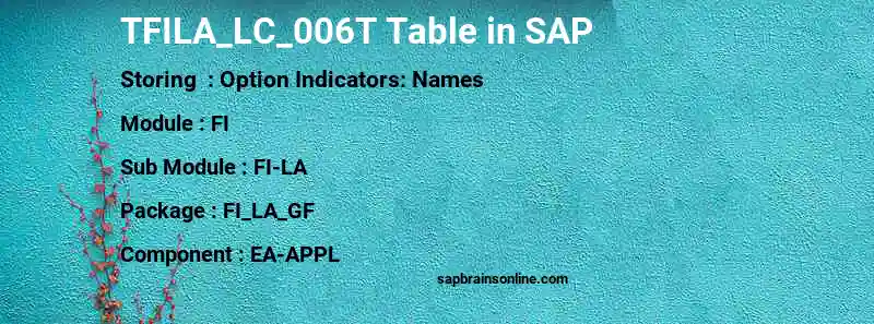 SAP TFILA_LC_006T table