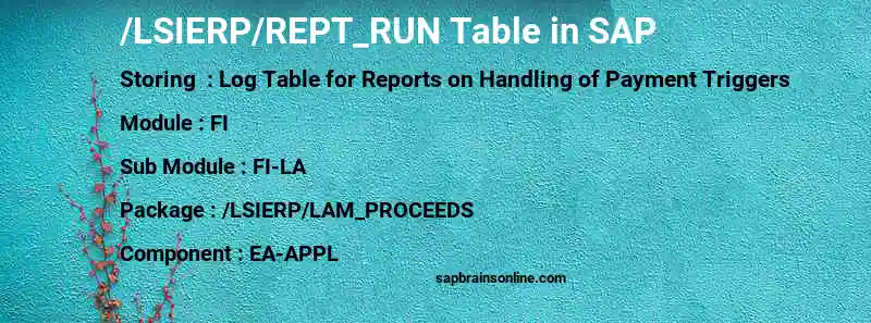 SAP /LSIERP/REPT_RUN table