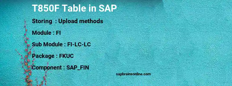 SAP T850F table