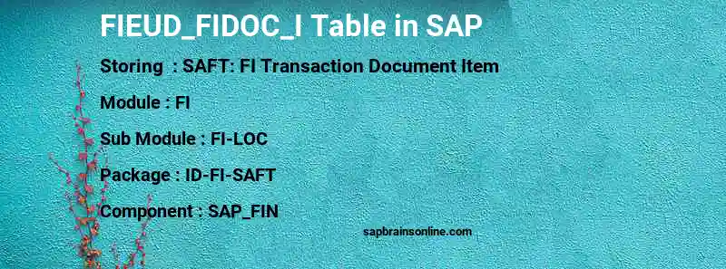 SAP FIEUD_FIDOC_I table