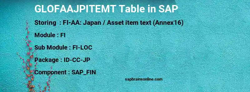 SAP GLOFAAJPITEMT table