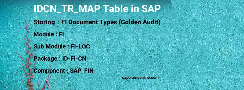 SAP IDCN_TR_MAP table