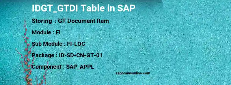 SAP IDGT_GTDI table