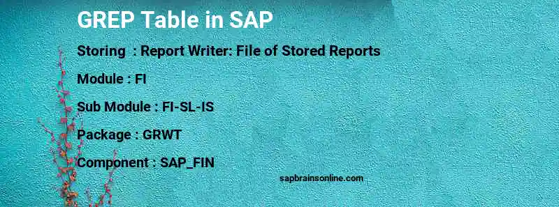 SAP GREP table