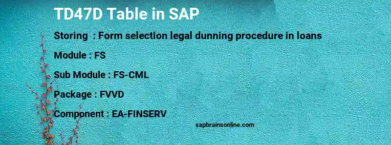 SAP TD47D table