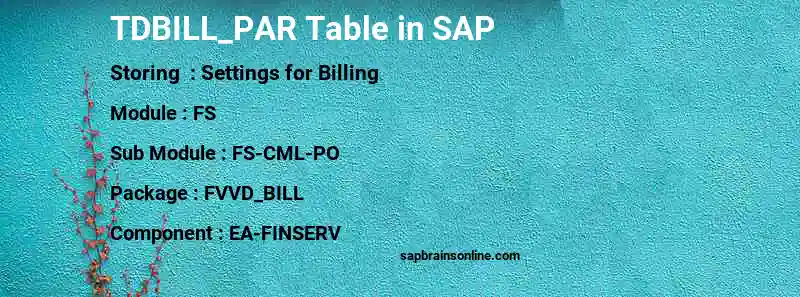 SAP TDBILL_PAR table