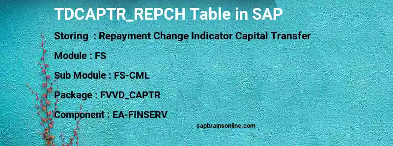 SAP TDCAPTR_REPCH table