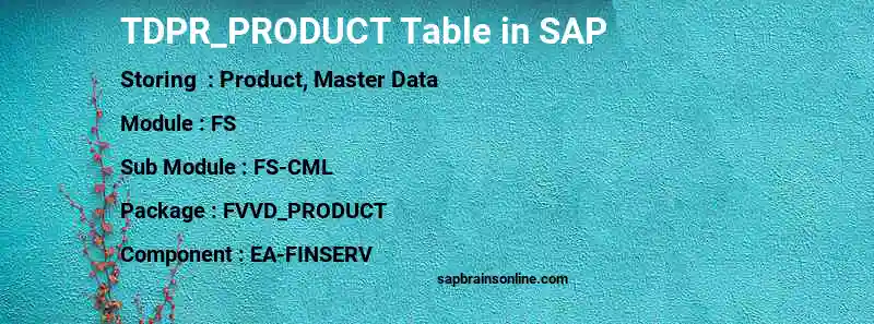 SAP TDPR_PRODUCT table