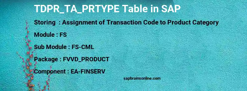 SAP TDPR_TA_PRTYPE table