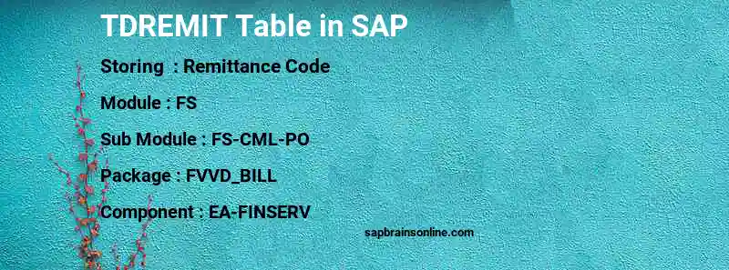SAP TDREMIT table