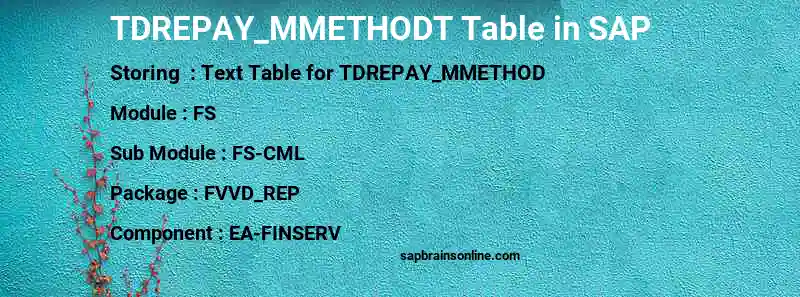 SAP TDREPAY_MMETHODT table