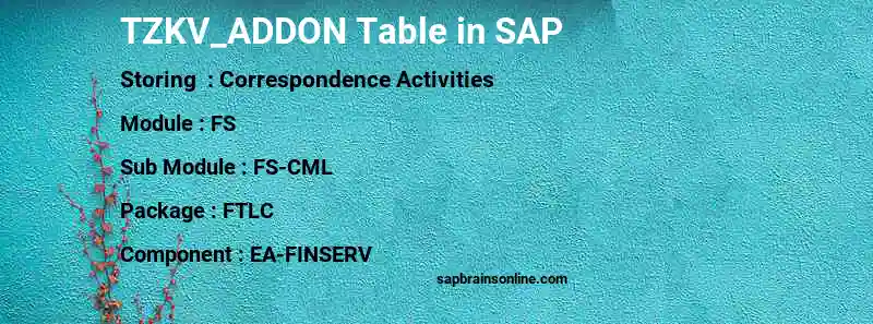 SAP TZKV_ADDON table